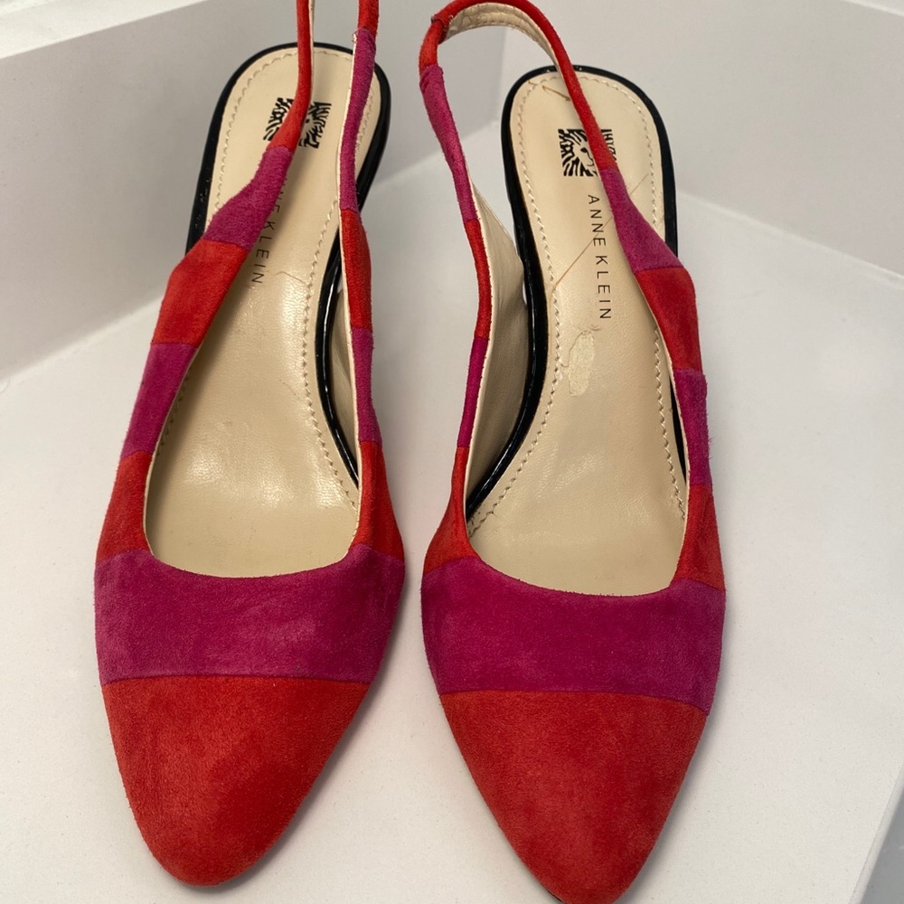 ANNE KLEIN Color Block (orange + fuchsia) Heels